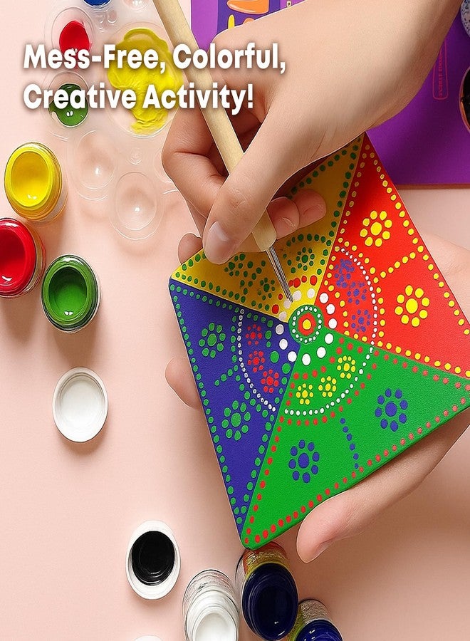 فلو مجموعة FLO Dot Art لرسم قواعد الأكواب للبنات | 8 قواعد أكواب من خشب MDF، قماش، ألوان، فرشاة وأدوات تنقيط | مجموعة فنون وحرف الماندالا للأطفال والكبار | مجموعة الرسم والتلوين كهدية تذكارية لأعياد الميلاد (من عمر 8 سنوات فما فوق) - Image 3